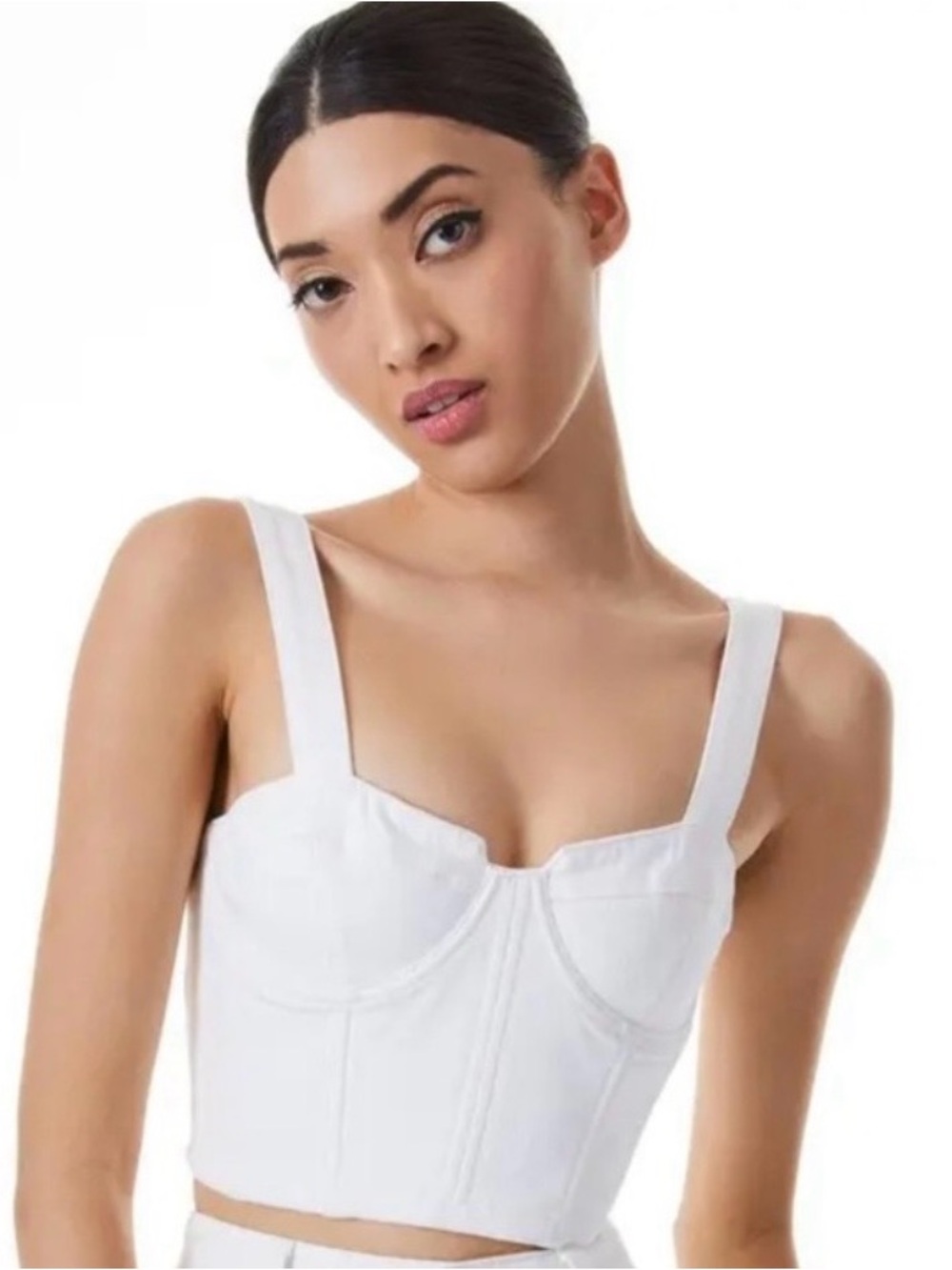 Alice + Olivia White Structured Bustier Crop